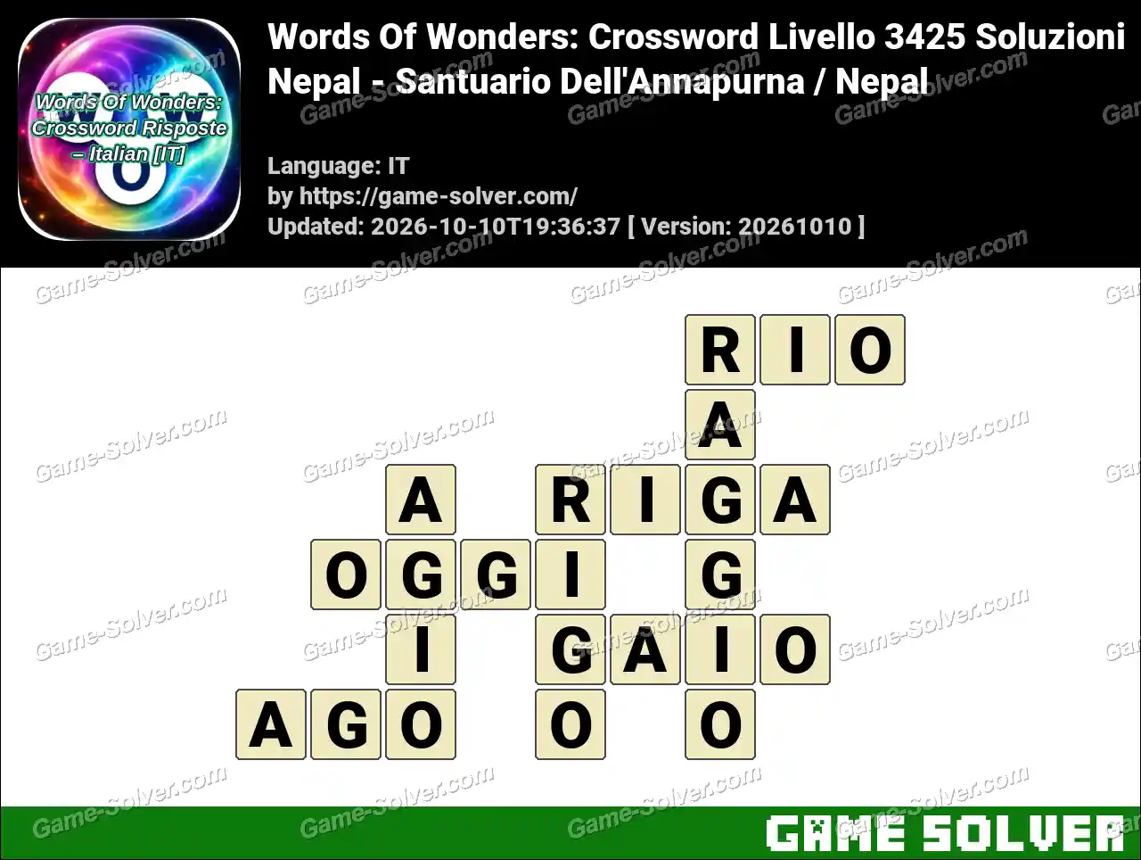 Words Of Wonders: Crossword Livello 3425 Soluzioni – Nepal – Santuario Dell’Annapurna / Nepal